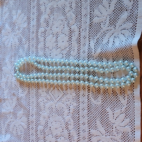 Blue long faux pearls - Picture 3 of 3